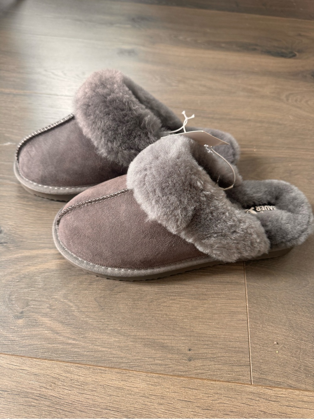 Eddie Bauer Gray Shearling Slippers Box